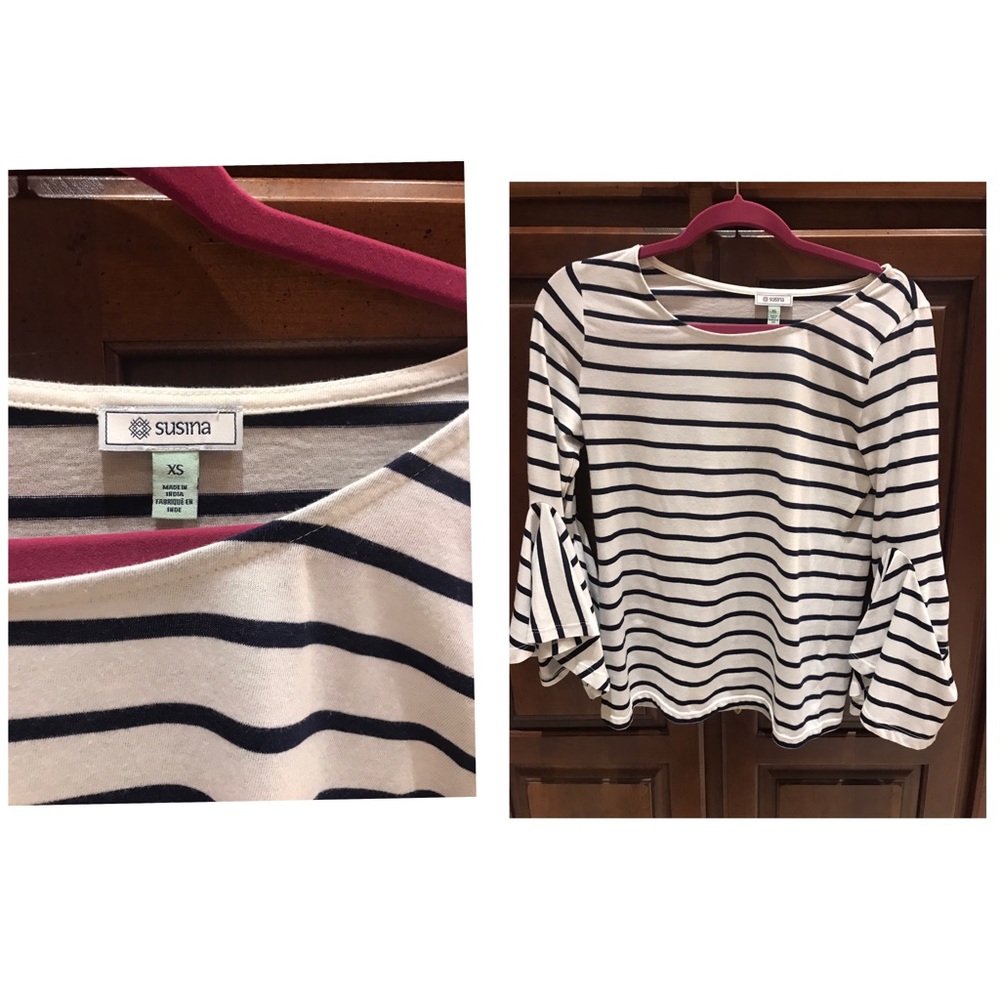 Flared sleeve cotton top